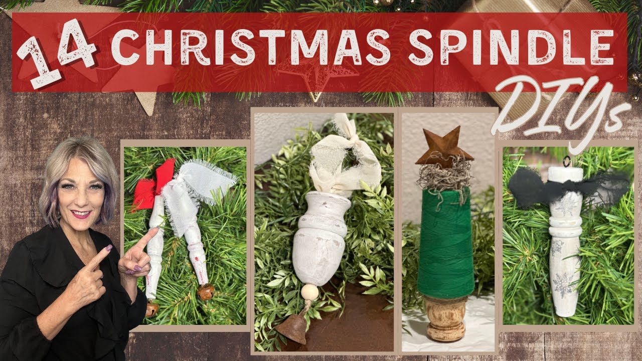 Christmas Spindle decor DIYs/Farmhouse/cottagecore/Rustic