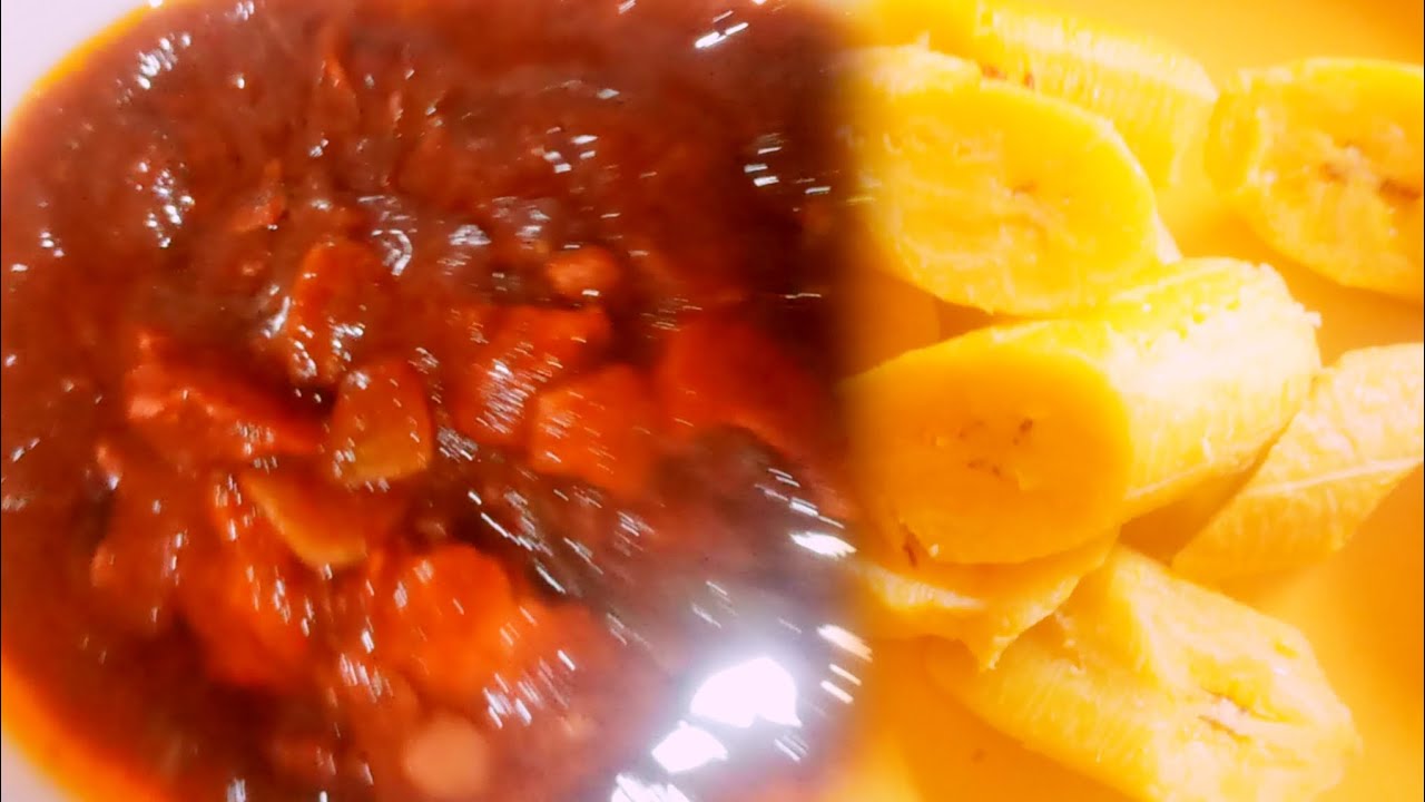 Boiled Ripe Plantain and Tomatoes 🍅 Sauce 