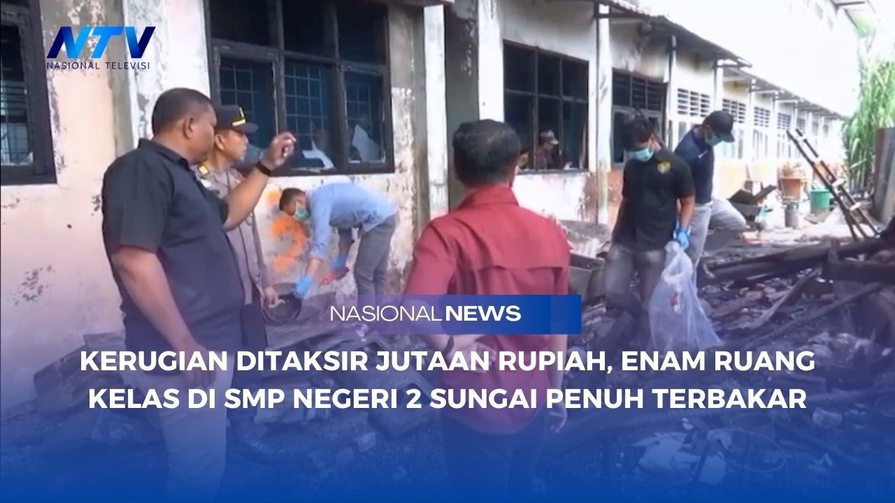 KERUGIAN DITAKSIR JUTAAN RUPIAH, ENAM RUANG KELAS DI SMP NEGERI 2 SUNGAI PENUH TERBAKAR
