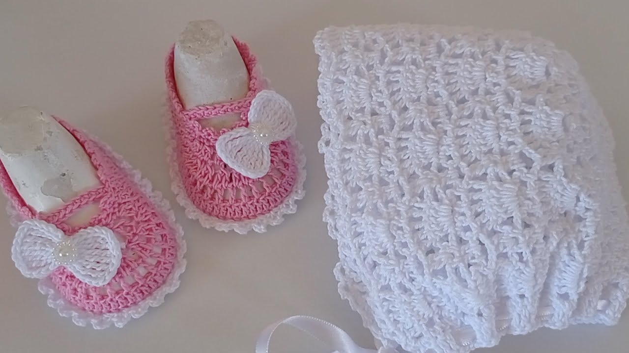 CAPOTA Y ZAPATITOS A CROCHET A JUEGO CON VESTODO PASO A PASO - PUNTADA FANTASÍA - FACIL Y SENCILLO