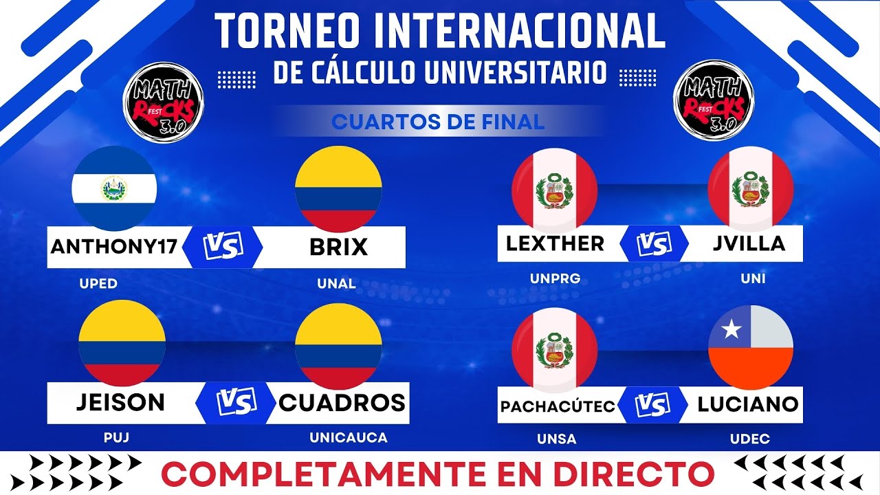 Torneo MUNDIAL de C&aacute;lculo: Universidades en CUARTOS de Final