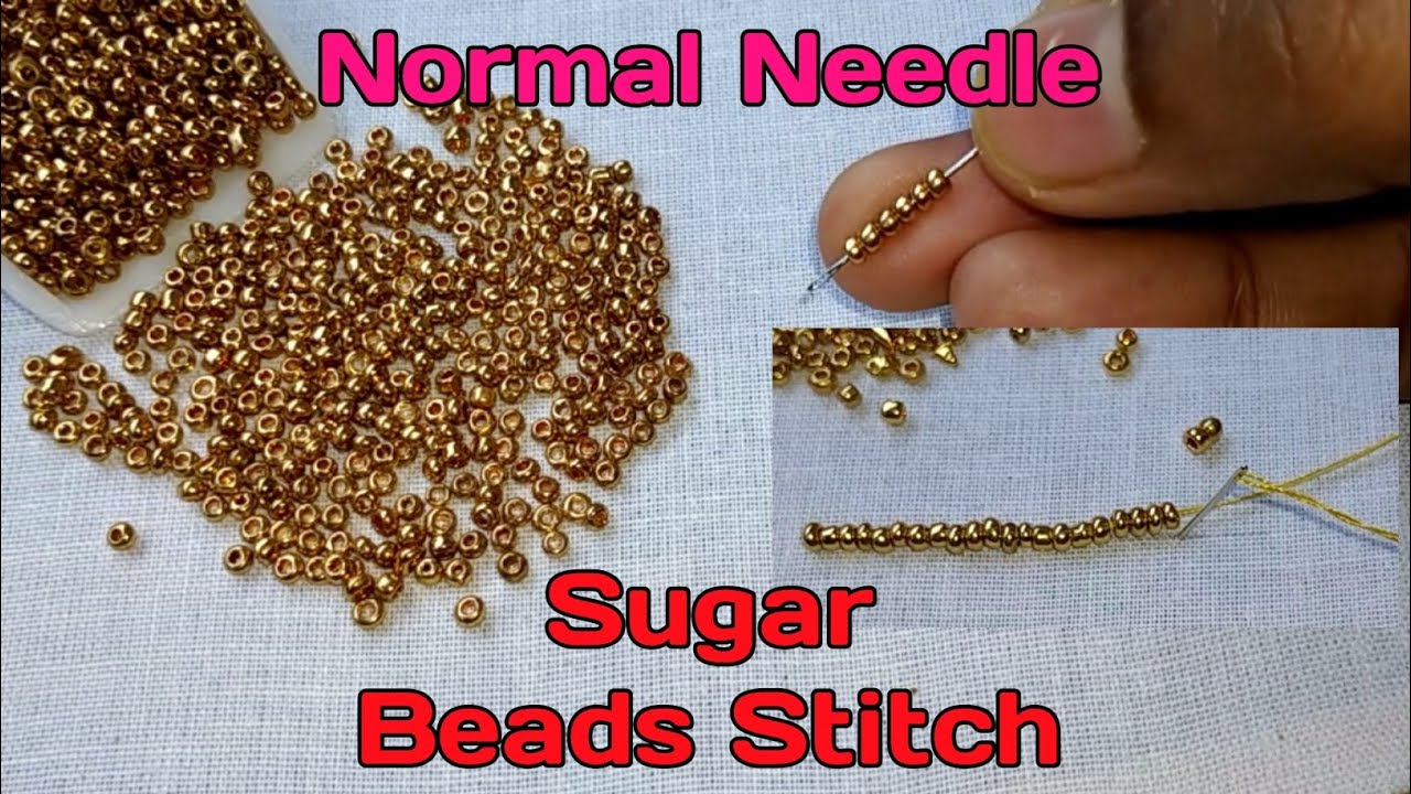 Normal Needle Sugar Beads Stitch In Tamil | Shobika Aari Work Class