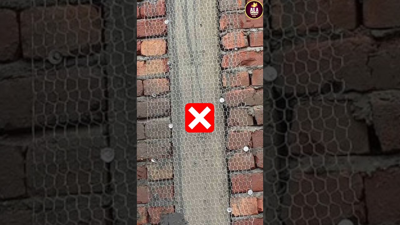 FIRST PACK Gaps with Morter Then Fix CHICKEN MESH/ FIBER MESH #shorts #civil #trending #mesh #joints