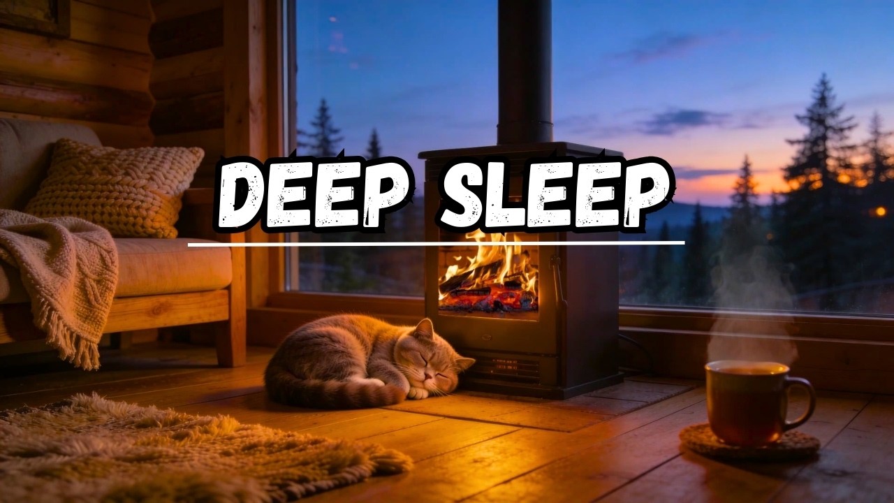 Rainy Night Jazz Café Ambience 🔥 Fireplace & Heavy Rain for Study, Work & Sleep