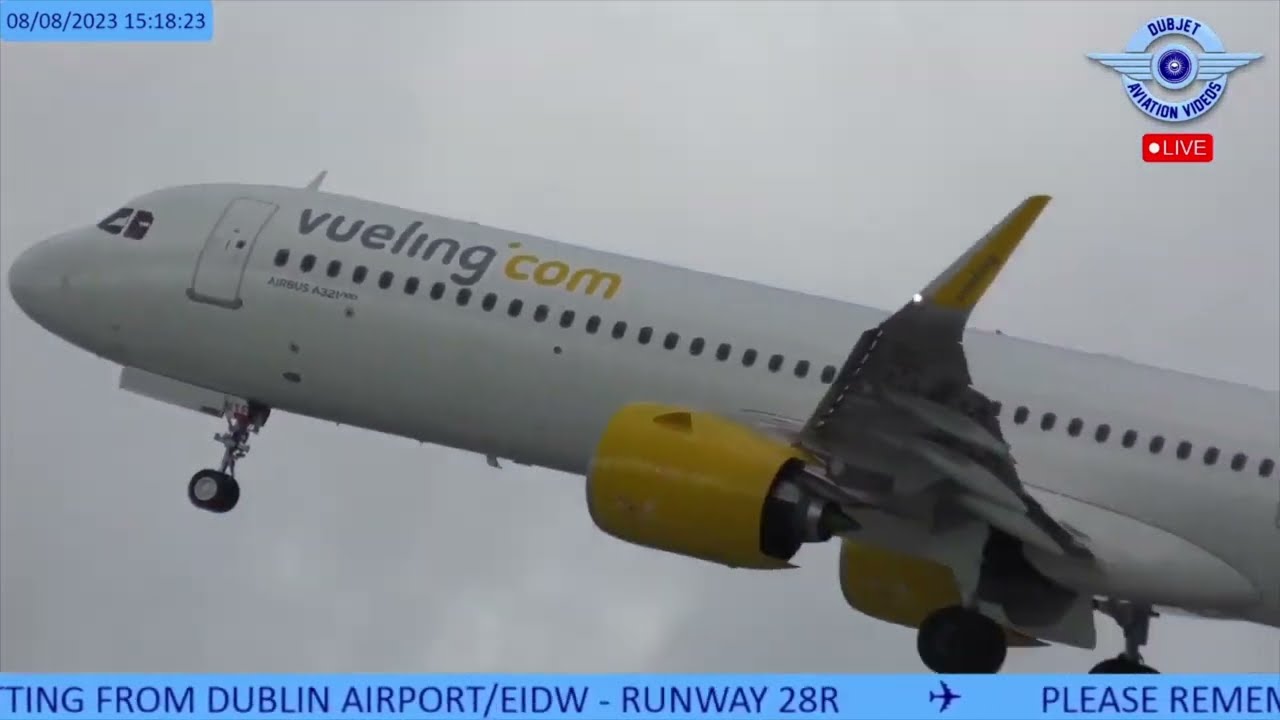 Beautiful VY8579 Vueling Airbus A321 NEO takeoff Dublin to Paris 08/08/2023 #airport #aviation