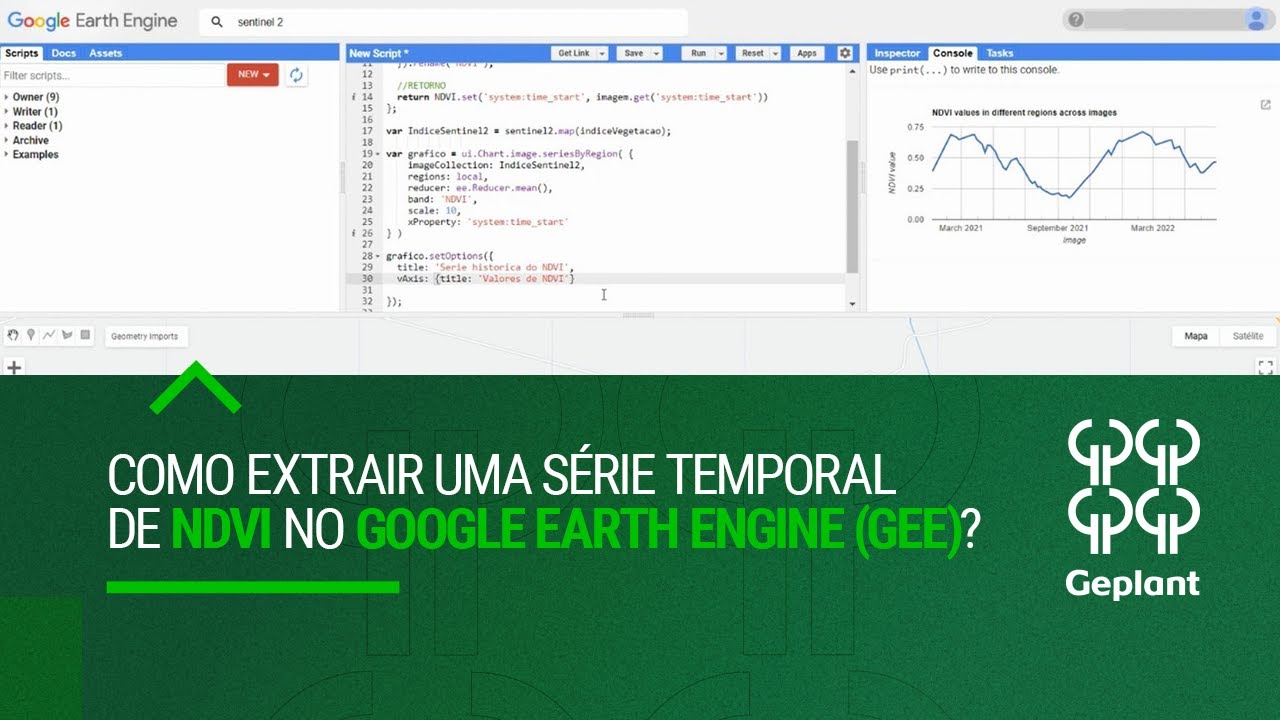 Como extrair uma série temporal de NDVI no Google Earth Engine (GEE)