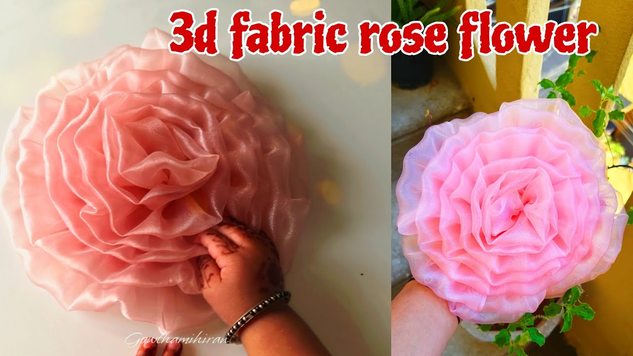 3d fabric rose flower cutting and stitching @GowthamiHiran2020 