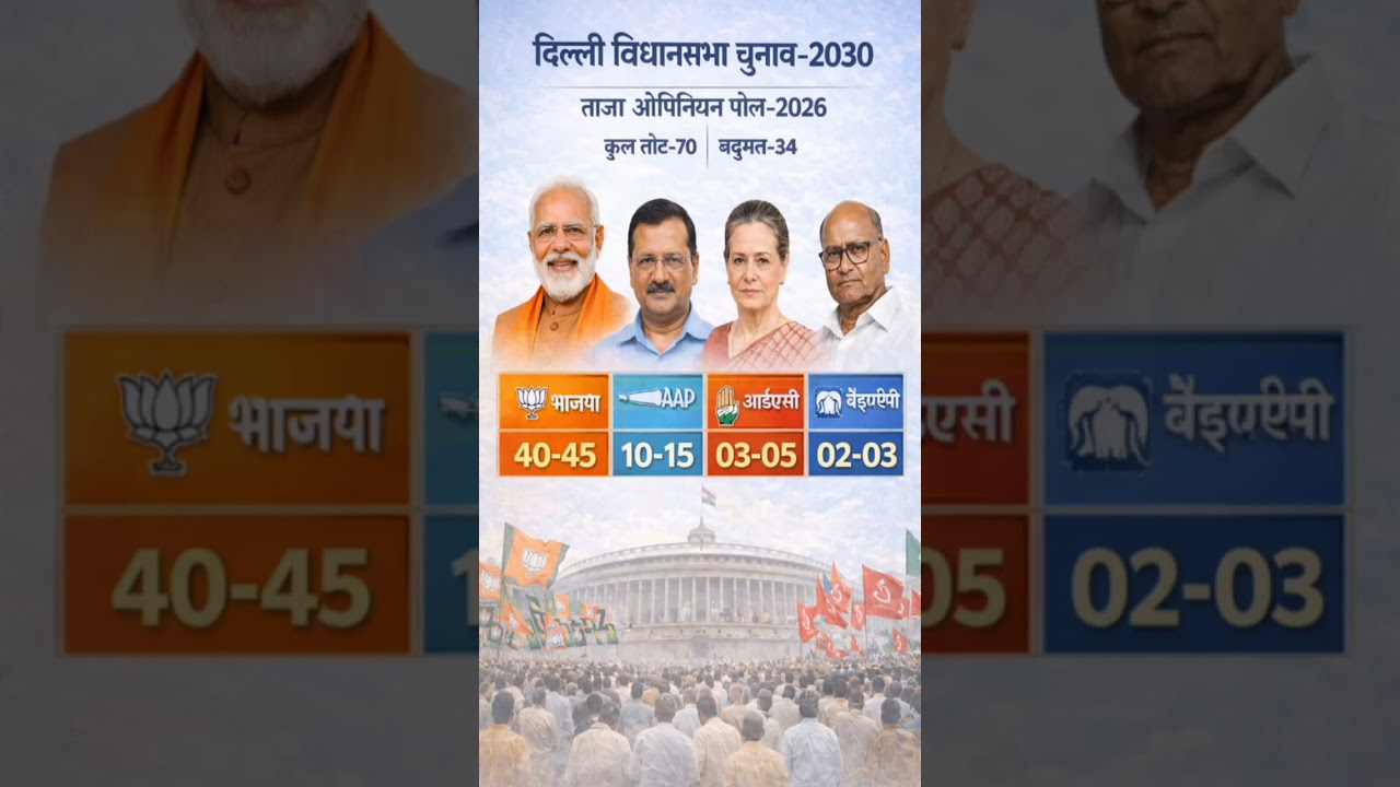 Delhi Election 2030 Opinion Poll: BJP Sweeping? AAP vs BJP Fight!#Delhi Election #Shorts#bjp