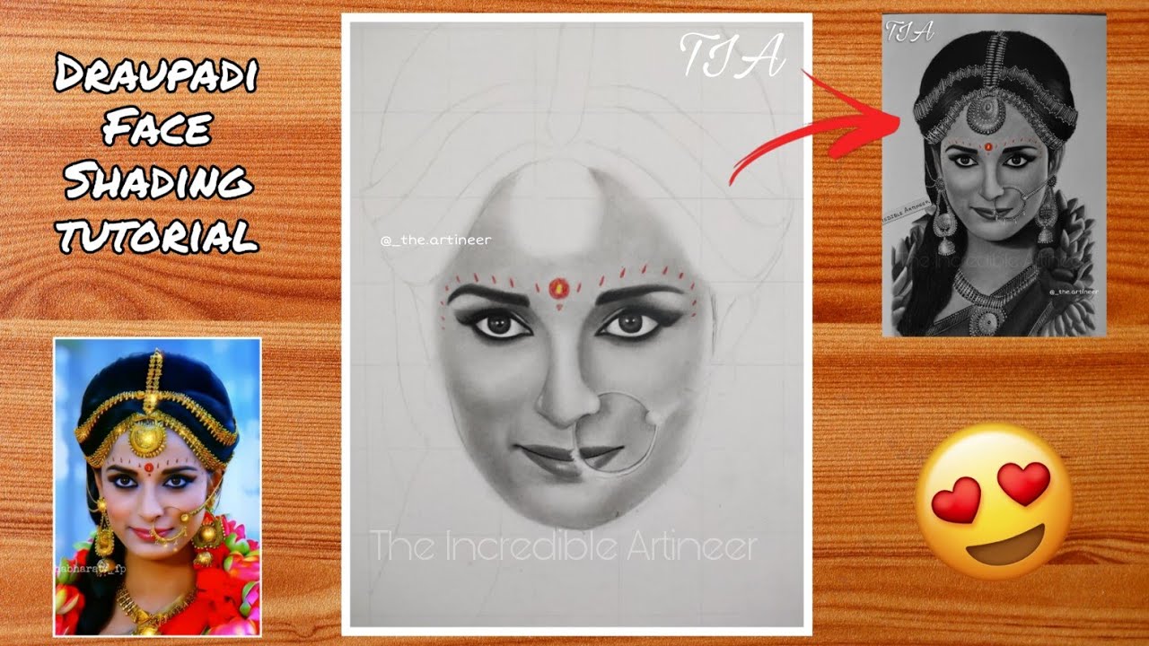How to draw DRAUPADI | Part-1| Face shading Tutorial | Pooja Sharma | T.I.A