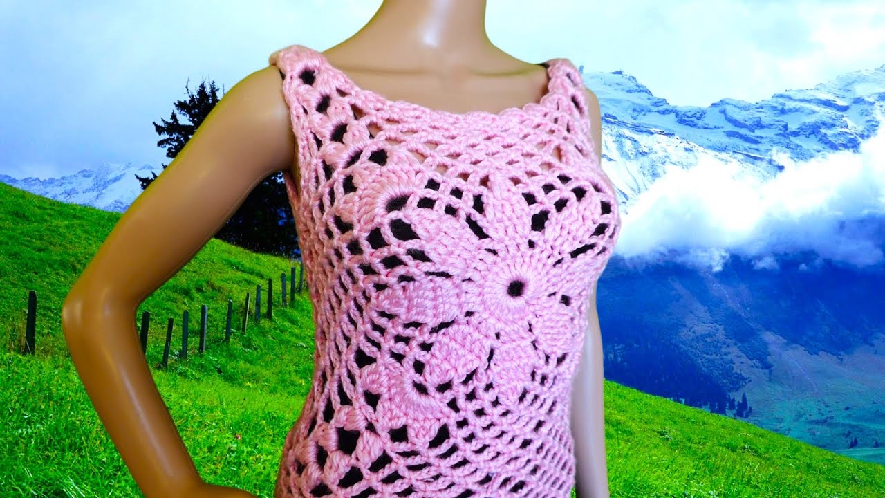 How to crochet pink quickly top  by marifu6a