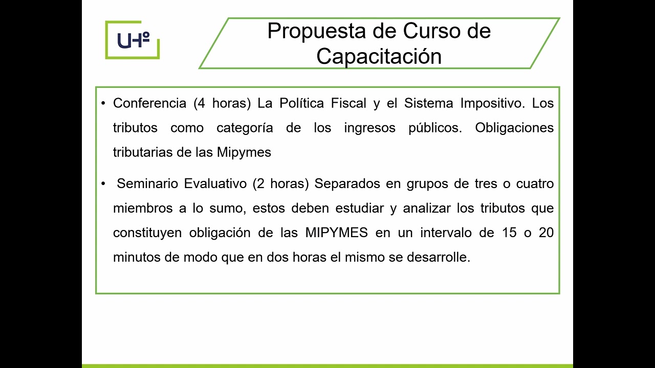 CURSO DE ADMINISTRACIÓN TRIBUTARIA PARA SOCIOS Y TRABAJADORES DE MYPIMES CUBANAS