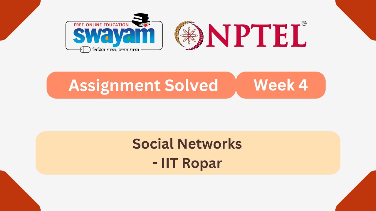 Social Networks Week 4 || NPTEL ANSWERS 2026 || MYSWAYAM #nptel2026 #nptel #myswayam