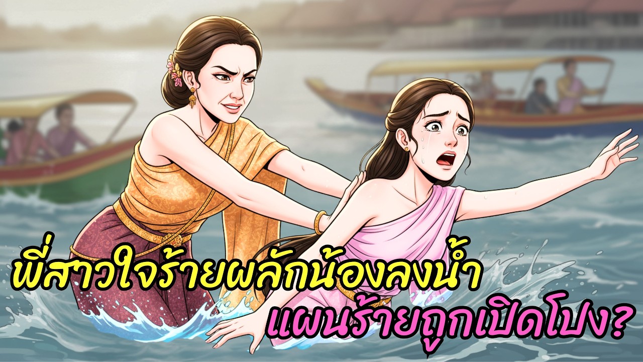 สวยแต่ใจทราม! พี่สาวขี้อิจฉาผลักน้องตกน้ำ งานแห่เรือบ้านท่าดอกแก้ว | นิทานสอนใจ