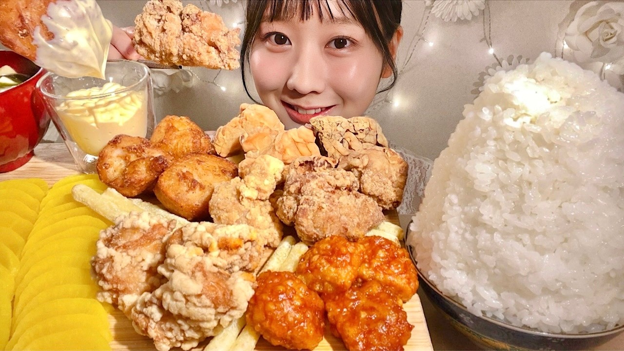 ASMR Японская курица караагэ【Русские субтитры】【Mukbang/ Eating Sounds】