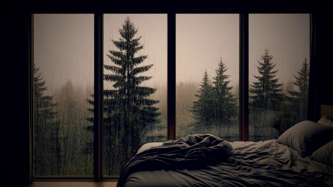 Rainy Night in the Cabin Cold Storm Forest For Rest And Sleep
