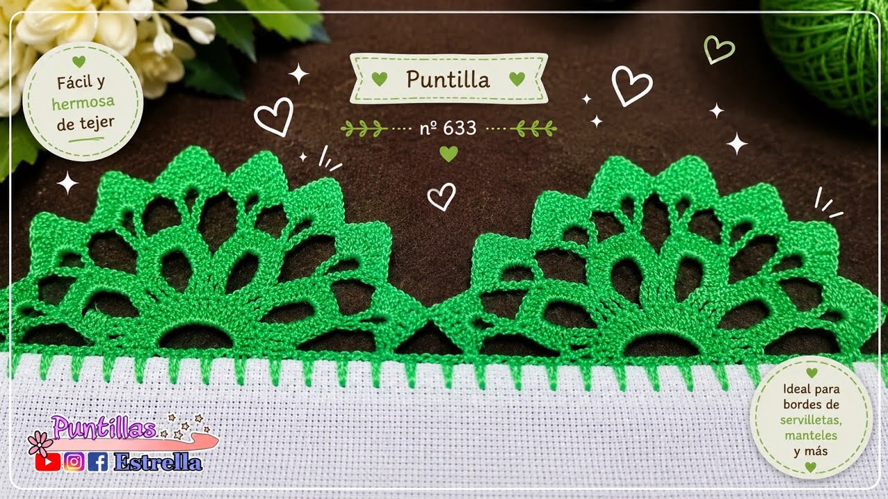 Puntilla no. 633 - Puntillas Estrella, Puntilla para mantel  💚