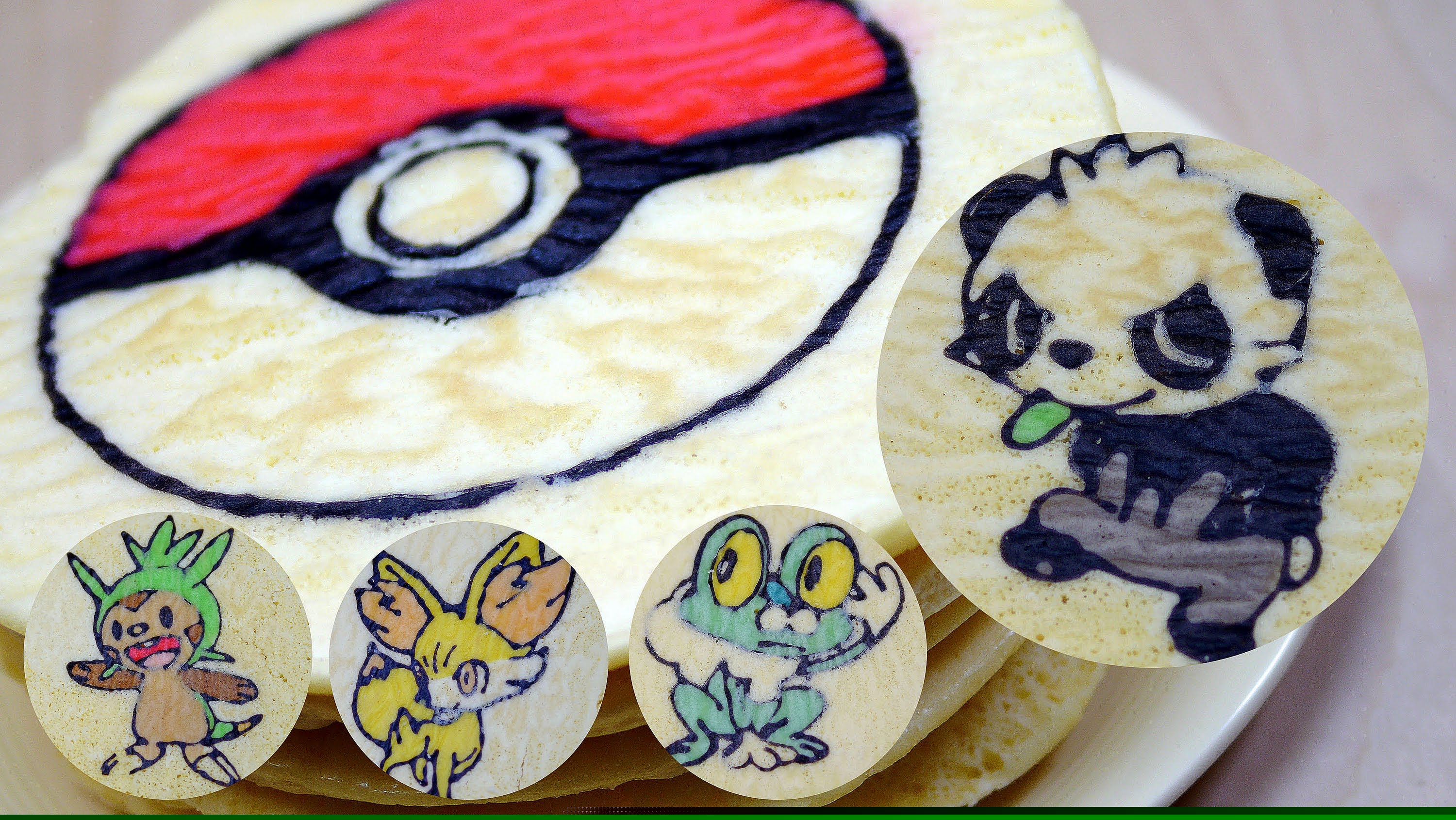 Pokémon Recipe : PANCAKE ART CHALLENGE Pokemon X Y Pancakes! ポケモンXY パンケーキ ハリマロン フォッコ ケロマツ ヤンチャム