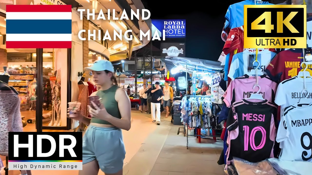 Chiang Mai Night Walking Tour 4K – Street Food and Nightlife Scenes