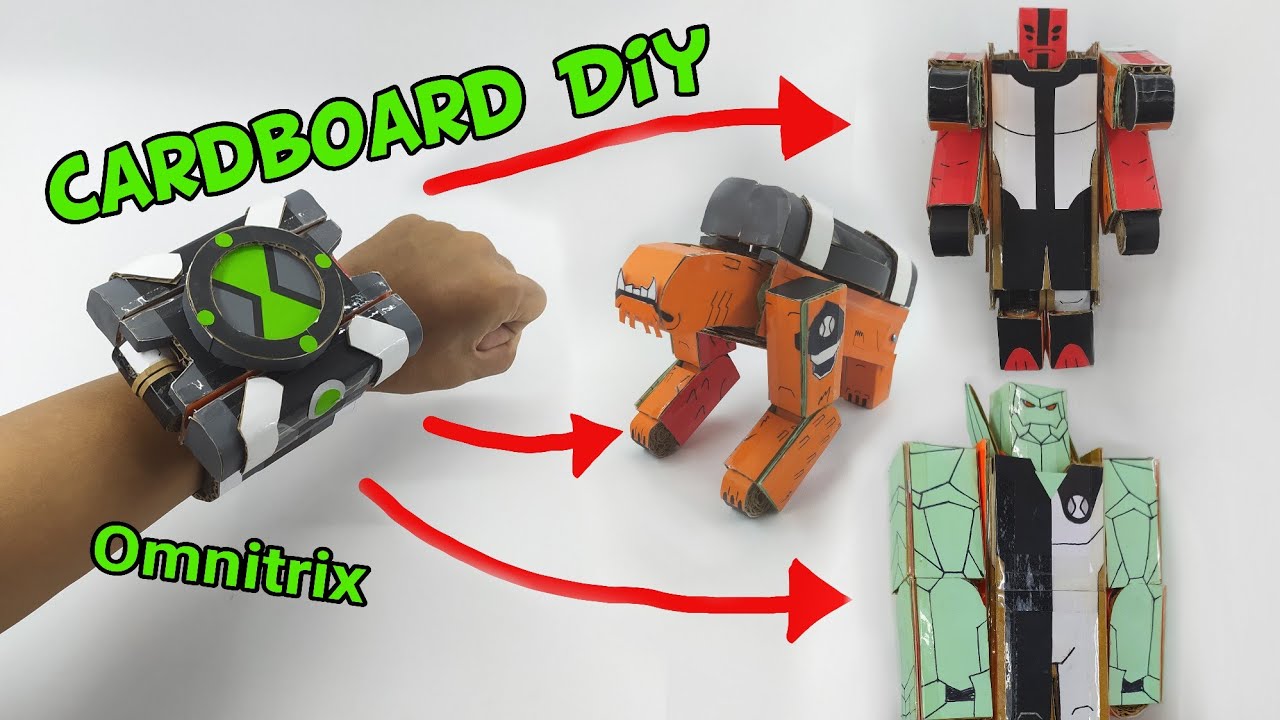 Omnitrix Becomes 3 Alien - Cardboard Diy Ben 10 Classic Omnitrix (Wildmutt, DiamondHead,FourArms)