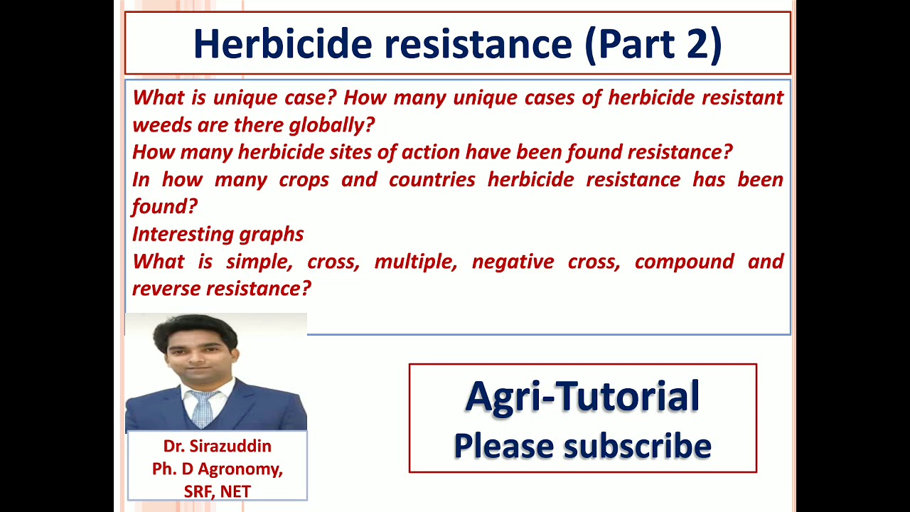 Herbicide resistance (Part 2) Interesting concepts and facts. Must Watch
