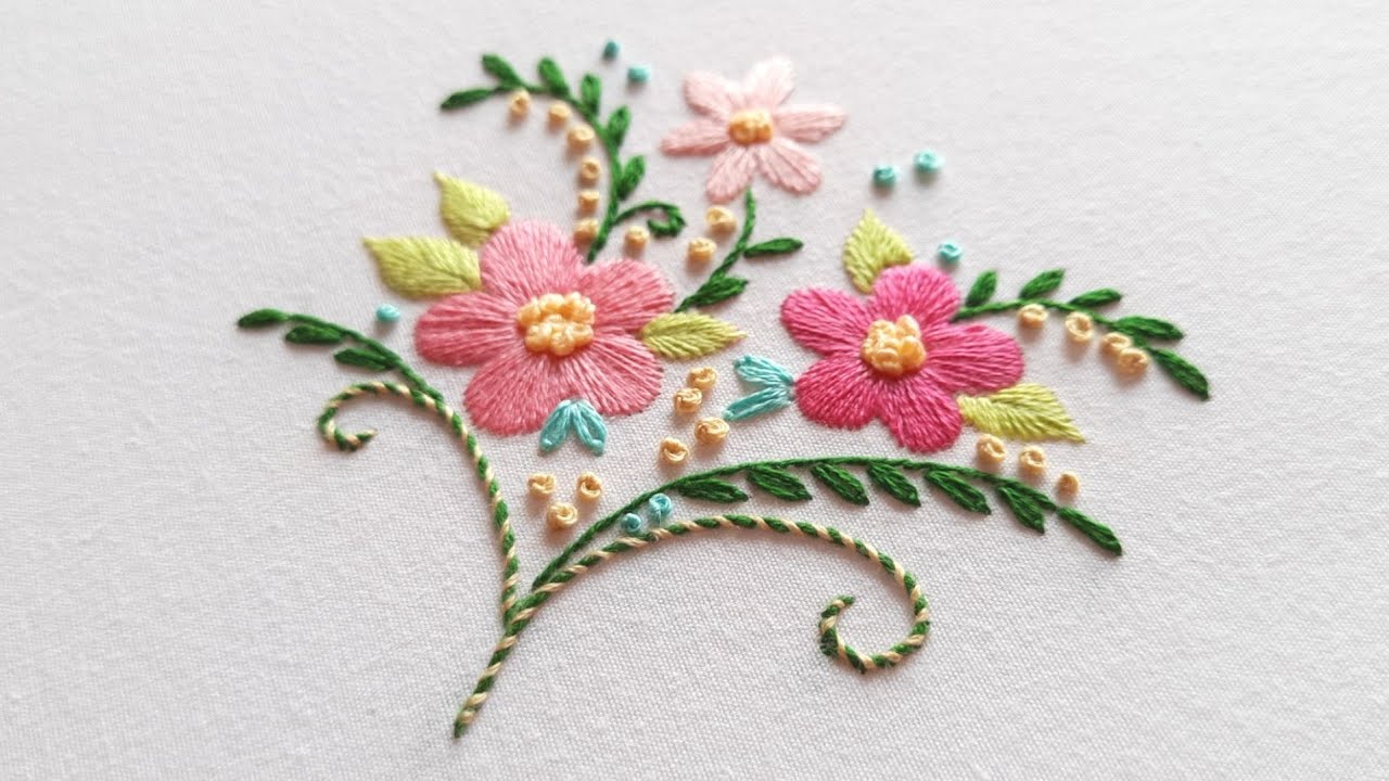 Easy flower embroidery tutorial. bordado de flores faciles. bordar flores a mano para principiantes.