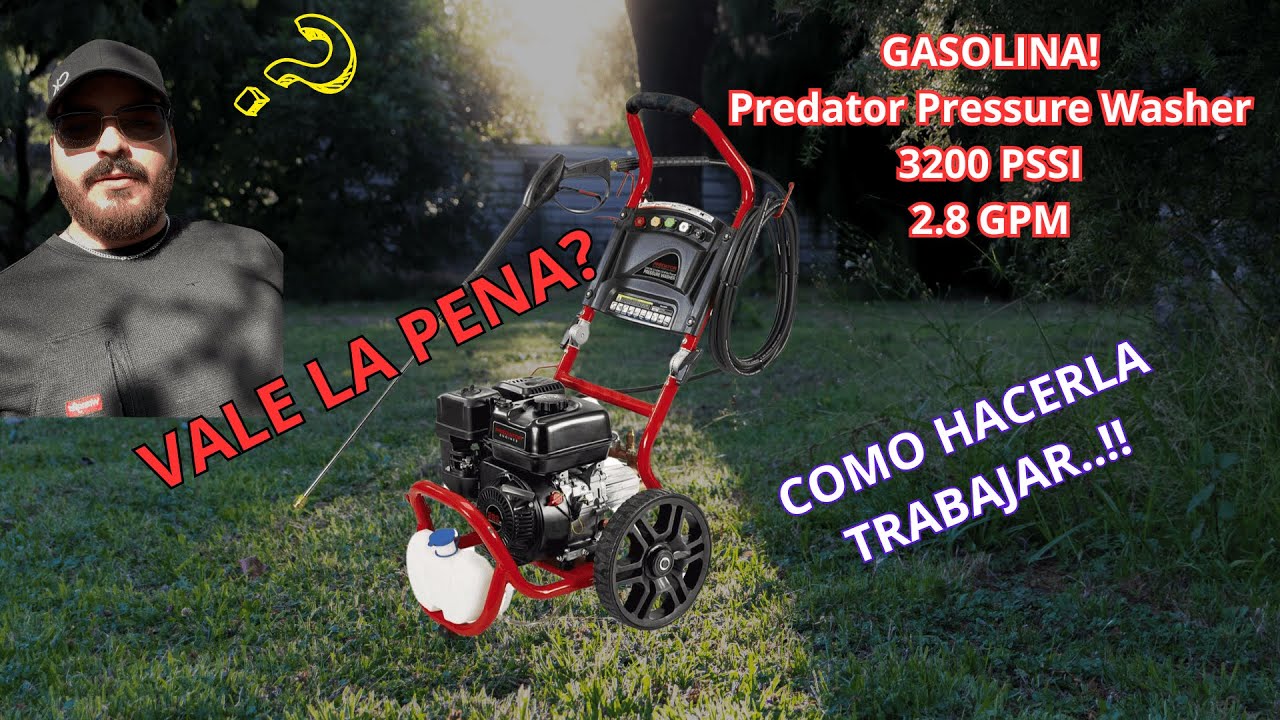 PREDATOR PRESSURE WASHER DE HARBORFREIGHT A GASOLINA! 3200 PSI Y 2.8 GPM. COMO TRABAJA? SPANISH!