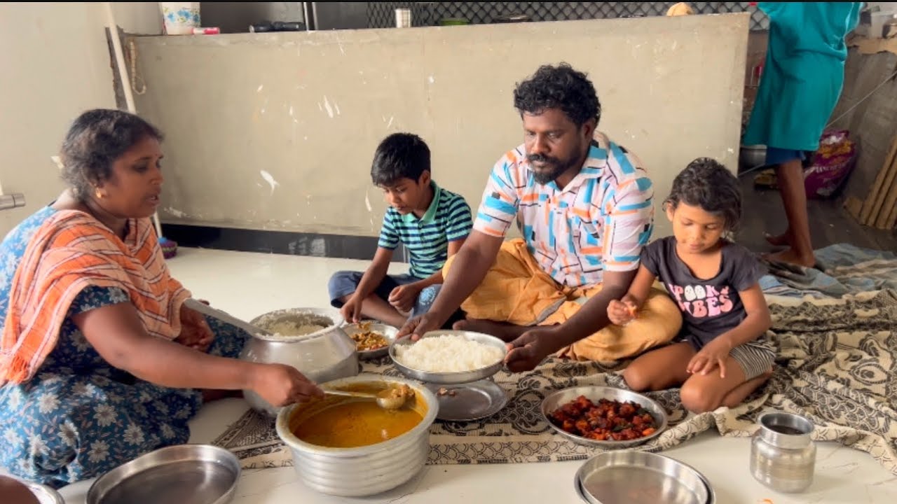 மட்டன் குழம்பு சிக்கன் பொரியல் செம விருந்து இன்னைக்கு