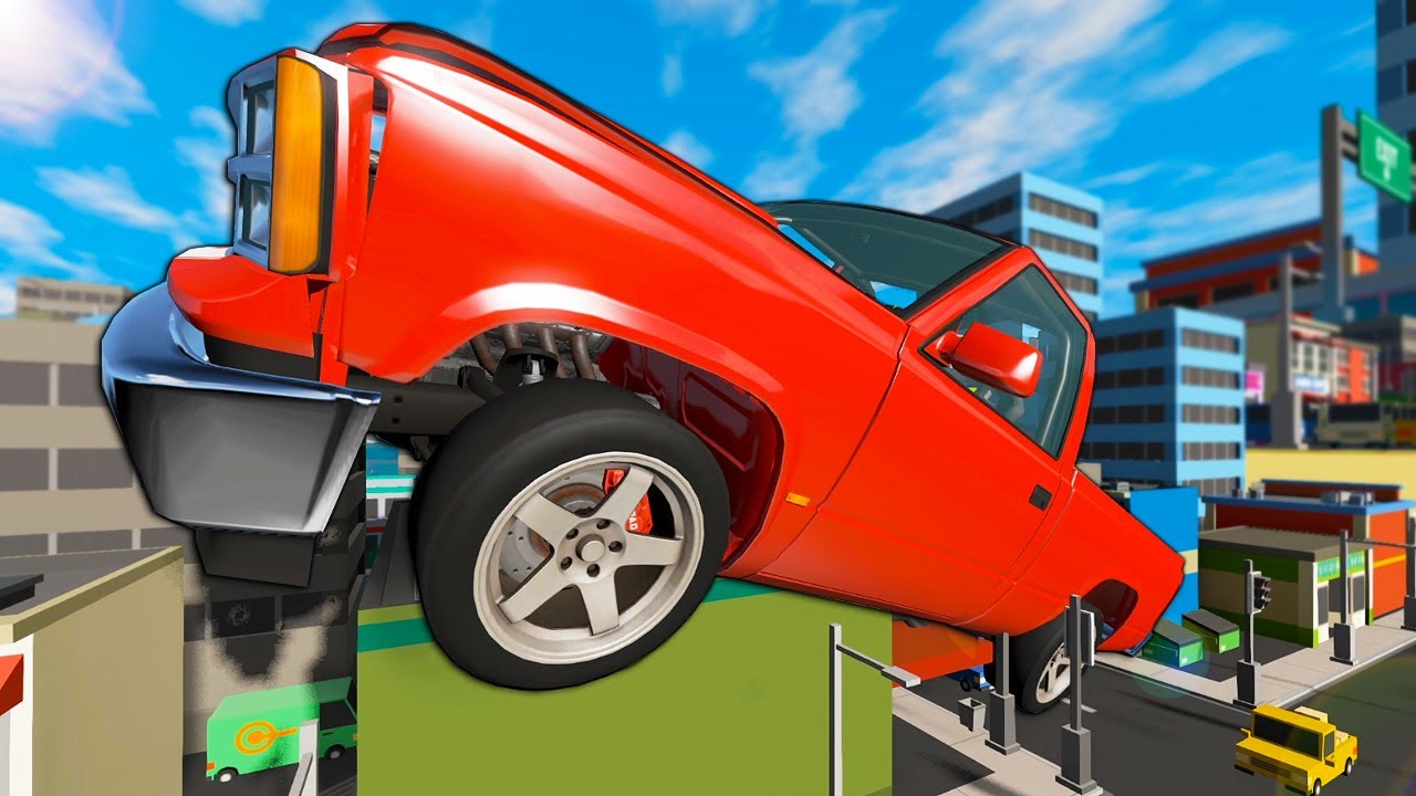 We Raced Massive Cars Run Over Tiny Town!? - BeamNG Multiplayer Mod Gameplay Races & Crashes