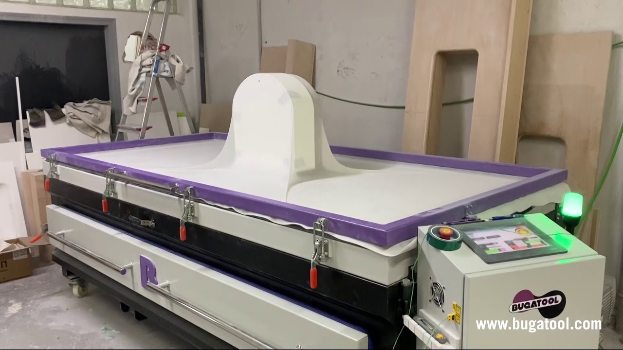 Termoformar superficies solidas con prensa de membrana y horno BUGATOOL