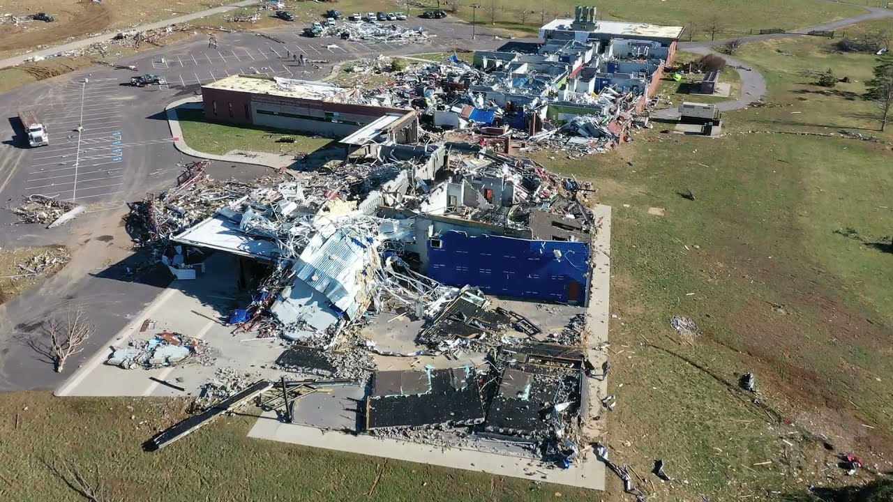 12-13-2021 Princeton, KY - Tornado Damage to UK Research Facility - Intense Tree and Vehicle Lofting