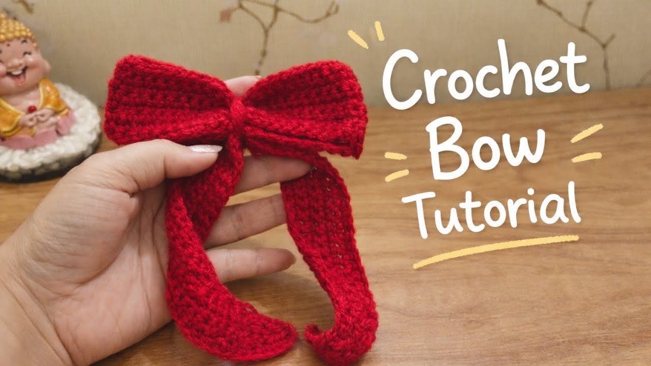 Simple stitches, cute results 🎀Learn how to crochet this bow step by step 🧶 #crochetbow 