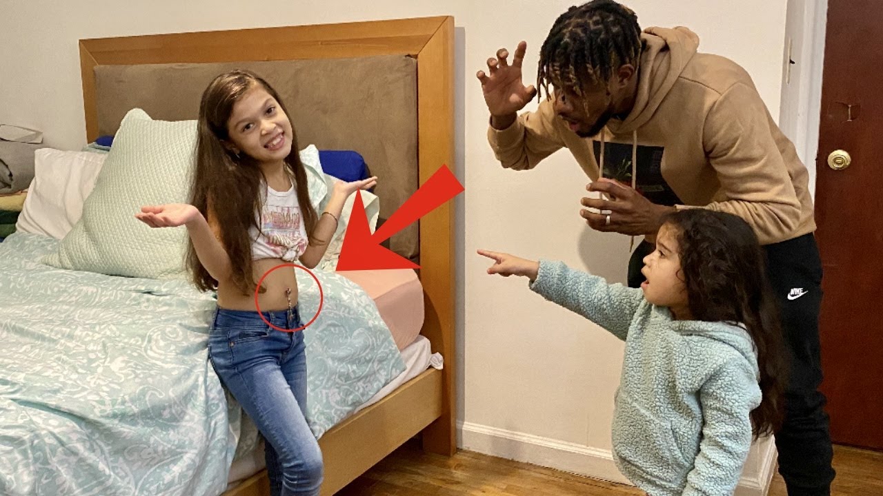 LONDON GETS HER BELLY PIERCED PRANK ON DAD !!!