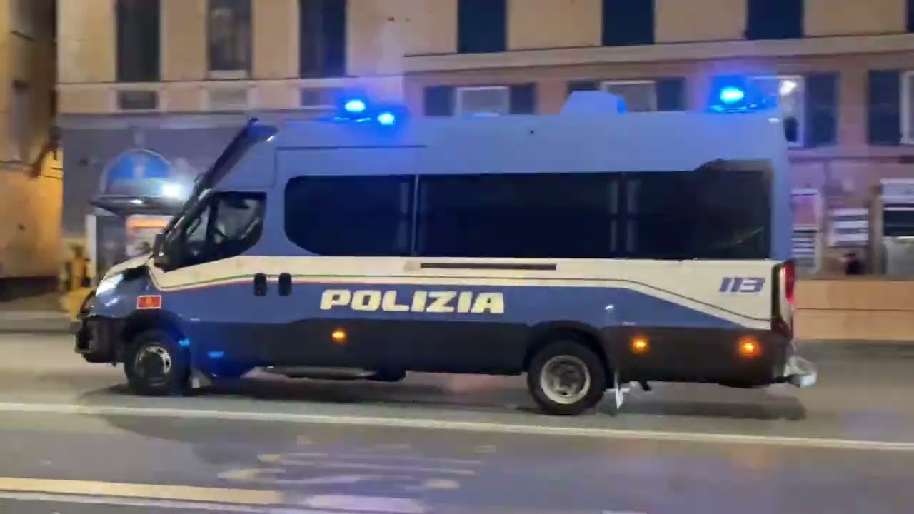 Genoa Torino: Maxi Scorta Reparto Mobile Polizia di Stato e Digos in sirena #viral #italy