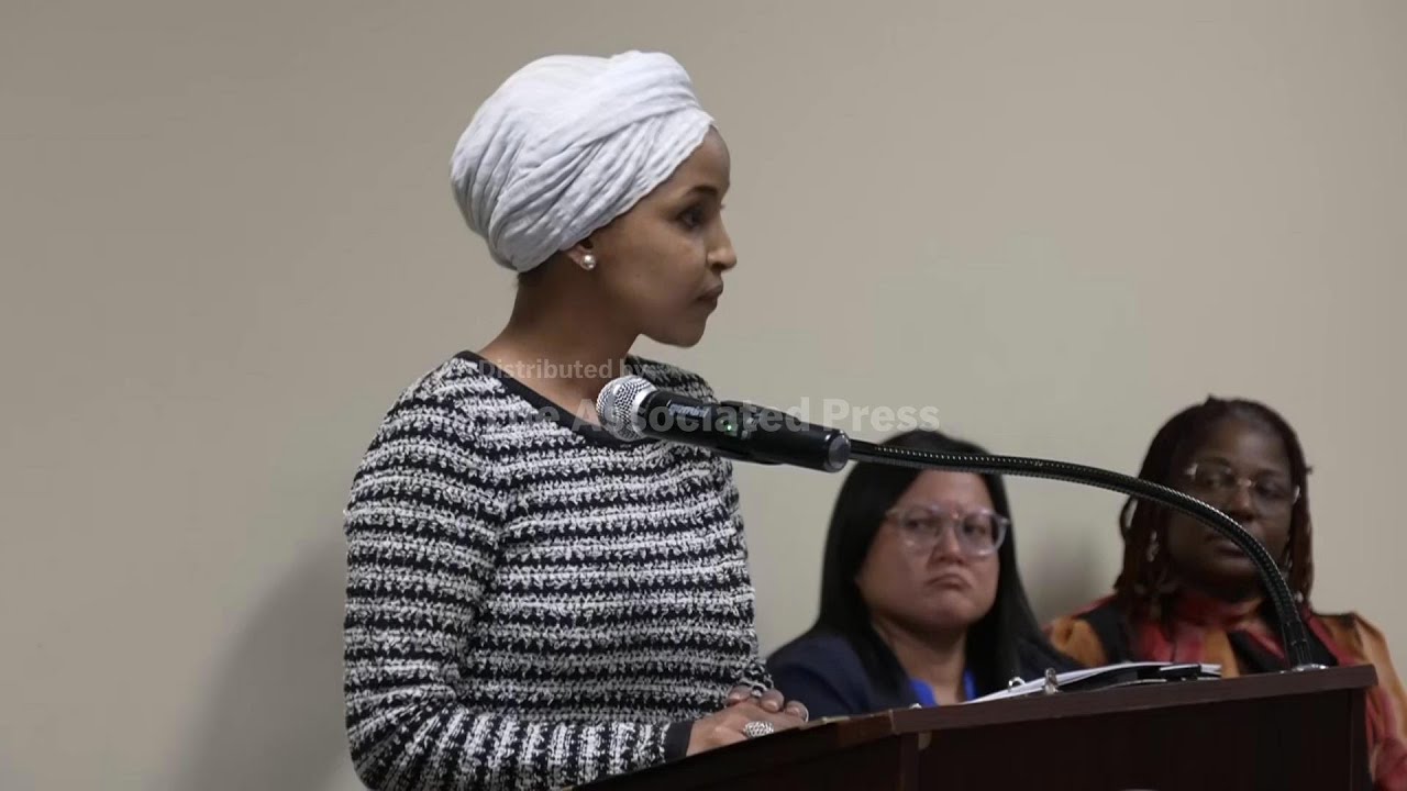 Man tackled to ground after spraying unknown substance on Rep. Ilhan Omar at town hall in Minneapoli