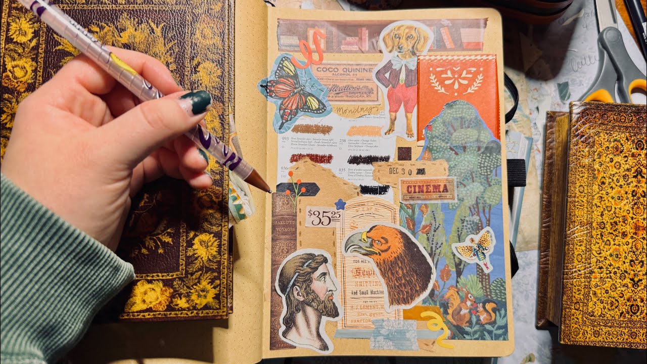 picking a random theme for my junk journal spread | journal spread no. 14