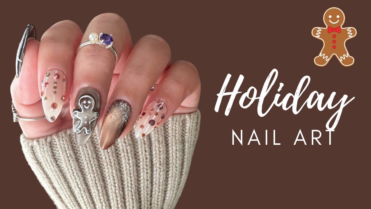 Holiday Nail Art 2025 | Neutral Gingerbread Nails with Silky Cat Eye Gel