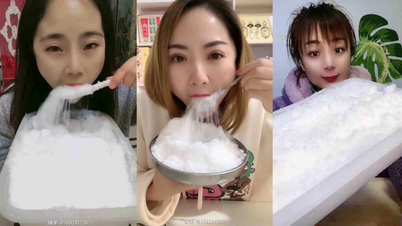 FLUFFY WHITE ICE SOFT POWDERY SPOONFULS ICE EATING ASMR | FREEZER FROST AND SHAVED ICE #8