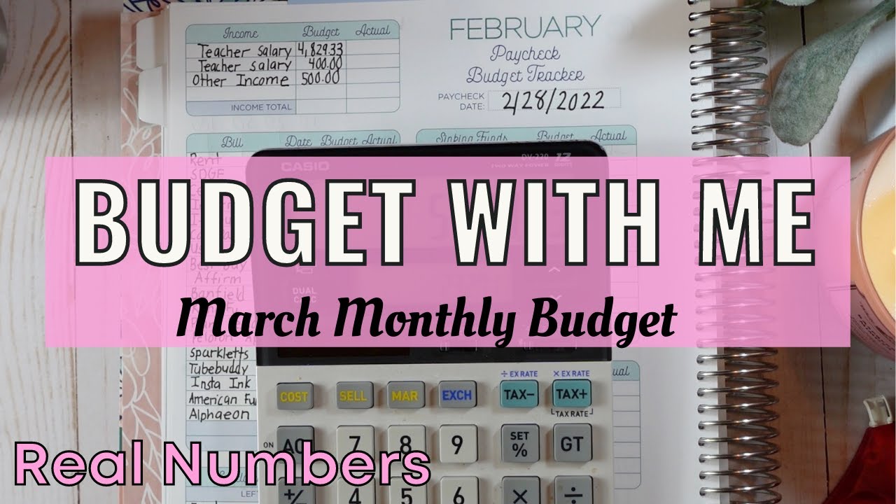 Budget With Me | March 2022 Budget | Real Numbers | Budget Mom Budget  By Paycheck Workbook