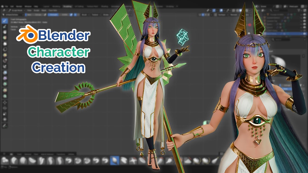 3D Character Making in Blender - Queen Staff Lady