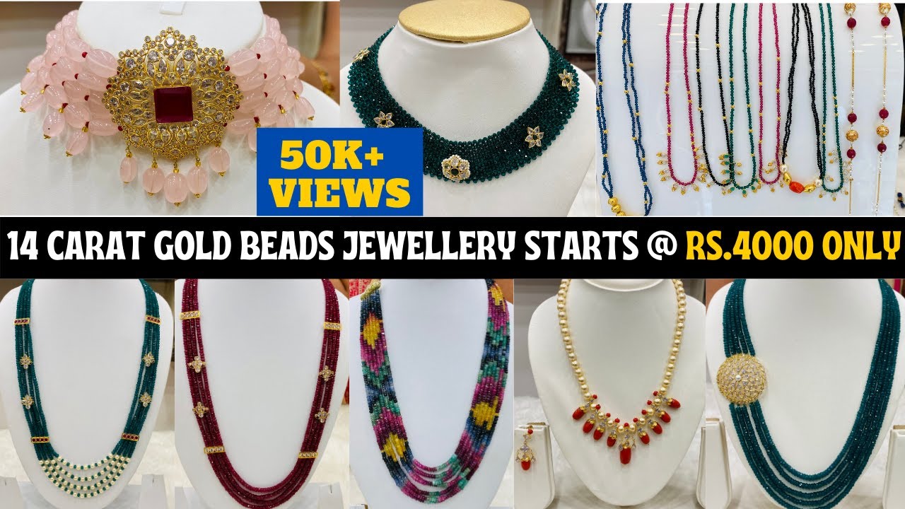 14 Carat Gold Beads Jewellery Designs With Price & Address in Hyderabad | Light Weight Gold Jewelry