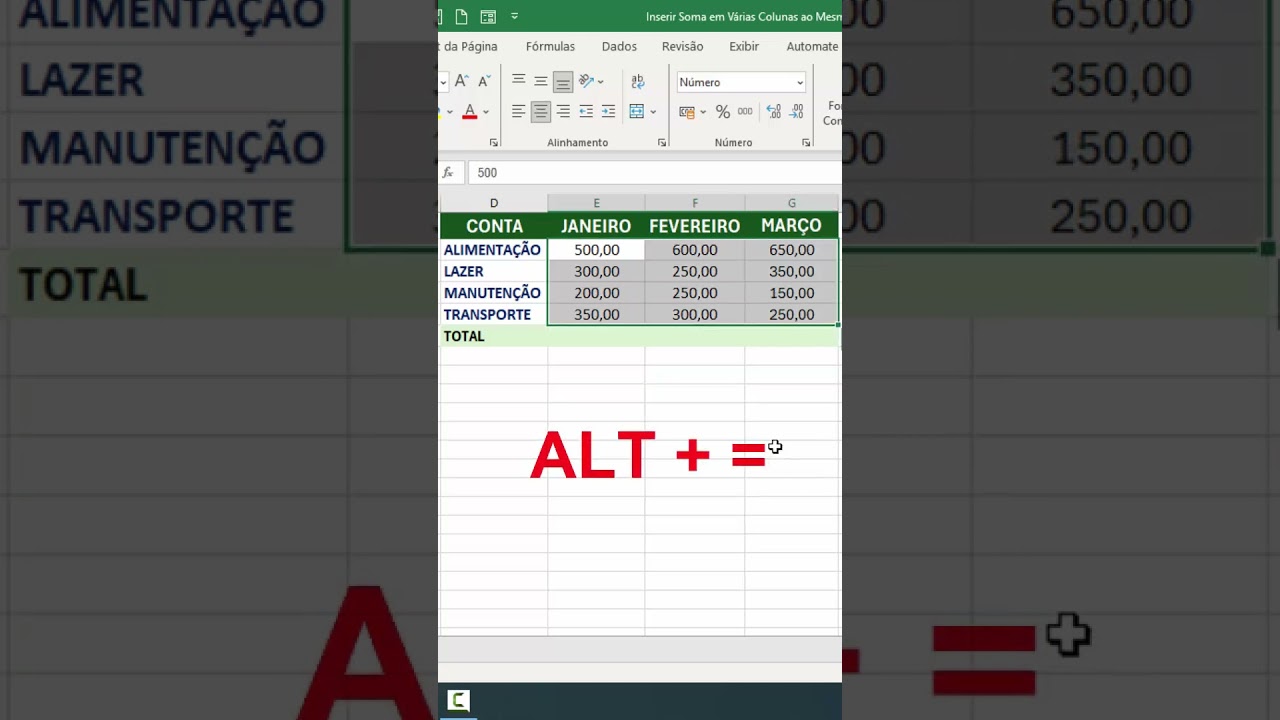Soma Total em Mais de Uma Coluna Excel | AO MESMO TEMPO