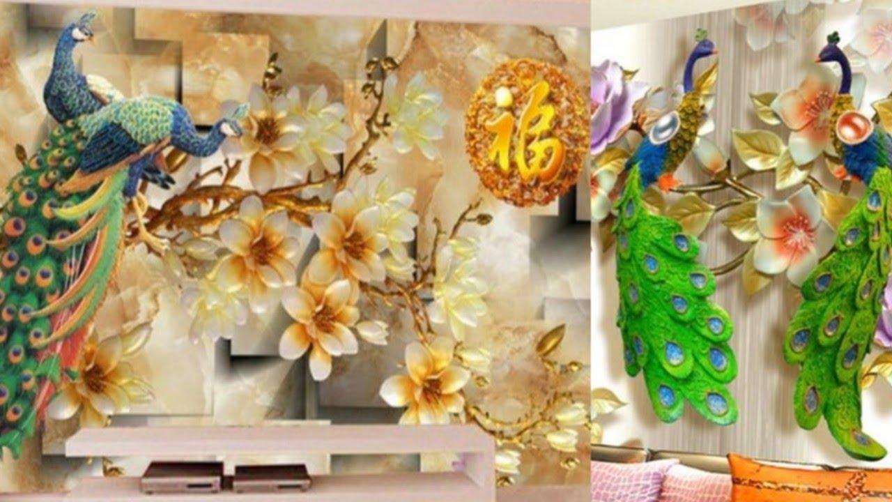 3D peacock wallpaper designs/ Wallpaper ideas/ peacock wallpaper /