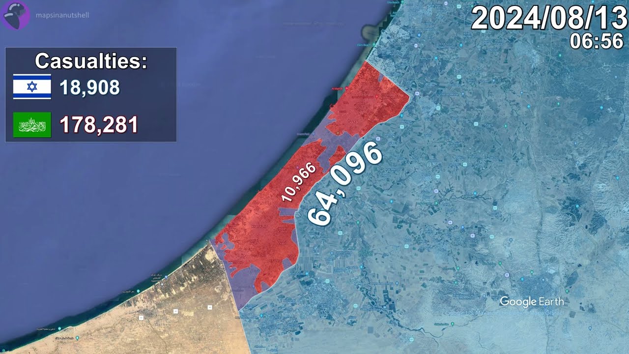Israel-Hamas War: Every Day to September Mapped using Google Earth
