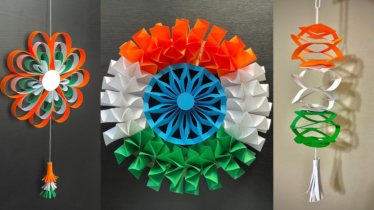 Three different Tricolor decoration ideas | Indian Independence day crafts | tricolor crafts Aug 15