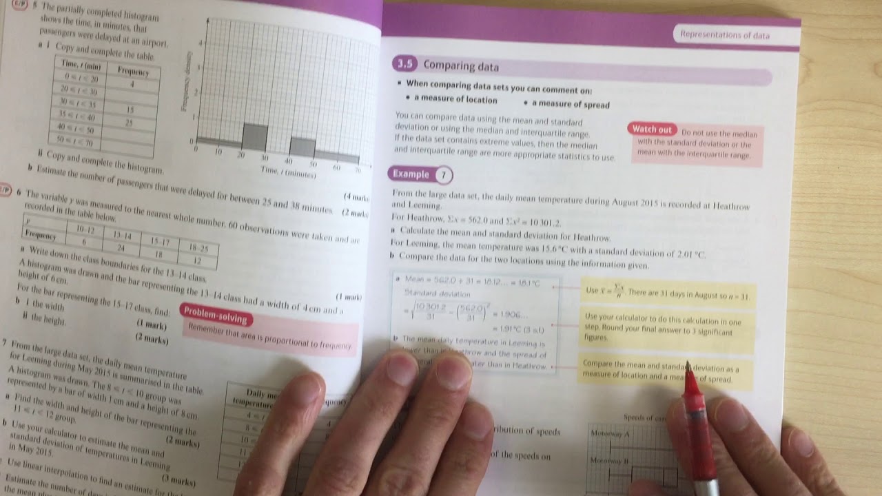 10  Histograms and Comparing Data   Chapter 3 Sections 4 to 5 Edexcel Applied AS Level Maths