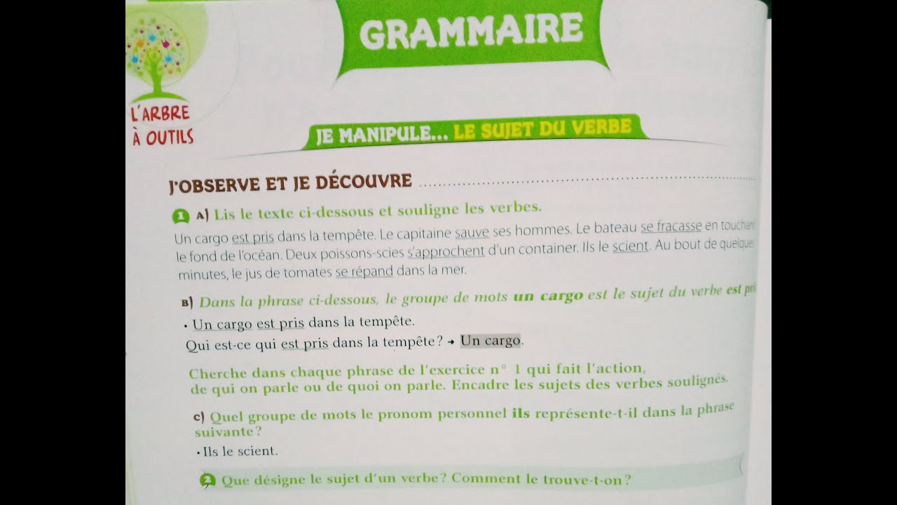 Grammaire :  le sujet du verbe - P60 U3 - Arbre aux mots CE1
