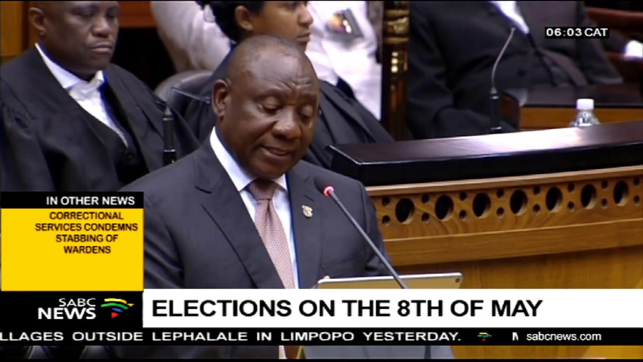 Pres Ramaphosa announces 8th of May 2019 as the election date