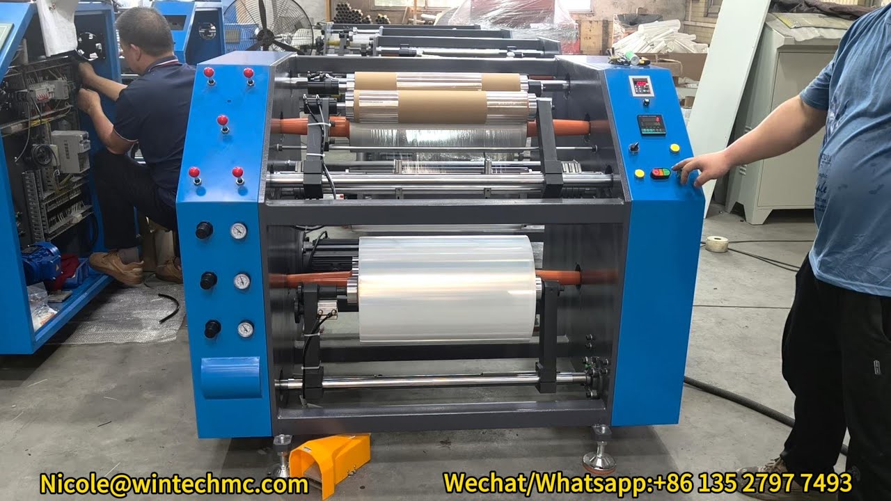 Adjustable Hand Roll PE Stretch Film Slitting And Rewinding Machine，Mini Roll Stretch Film Slitter