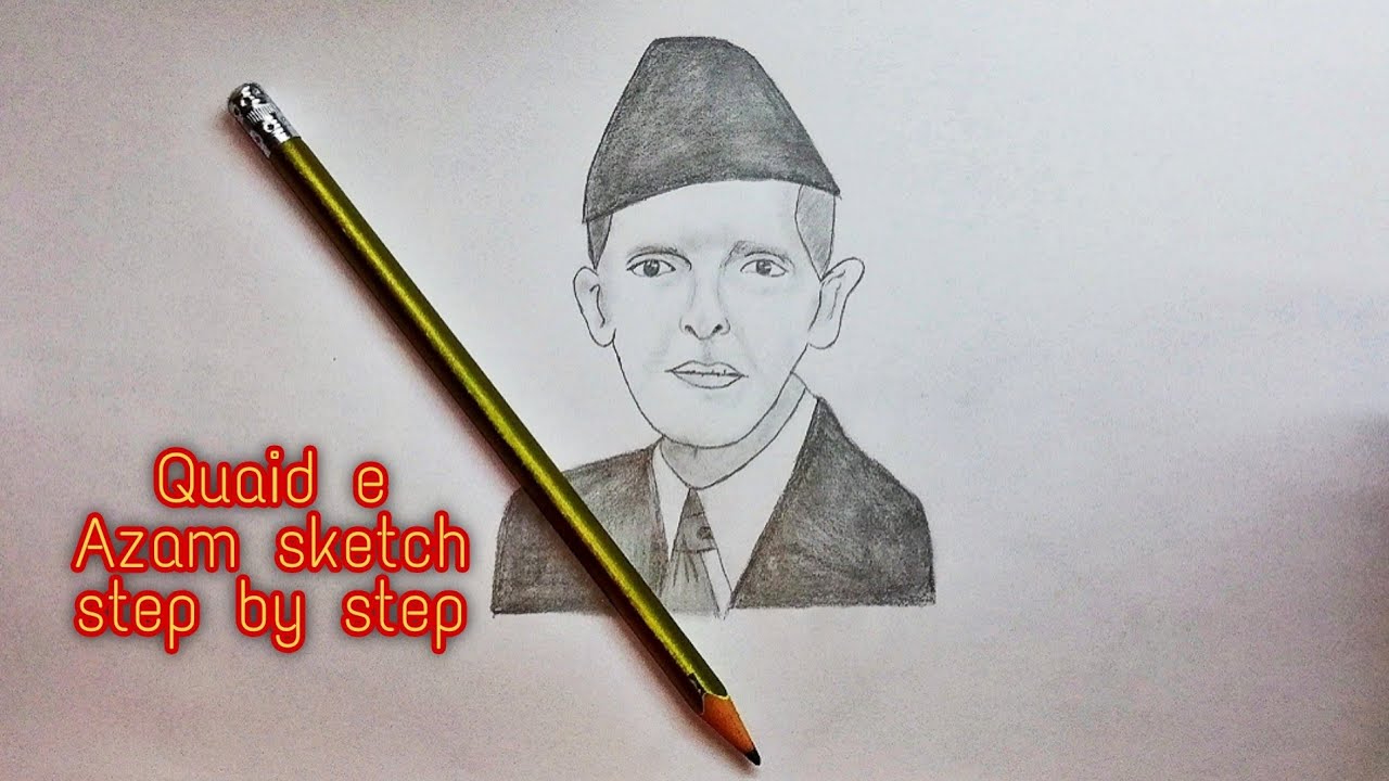 Pencil drawing of Quaid e Azam | Quaid e Azam drawing easy | Quaid e Azam sketch step by step