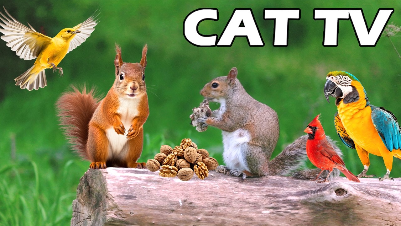 BEST FOR CAT AND DOG 🐶😸 Cute Squirrels & Birds Hiding in Bushes 🐿🦜 Forest Friends Relax Your Cats